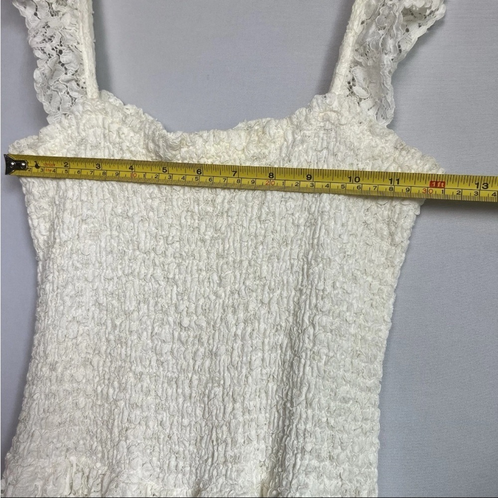 Maeve Anthropologie Dress Sz S Anastasia Cream Lace Ruffled Smock Whimsical READ - Picture 8 of 16